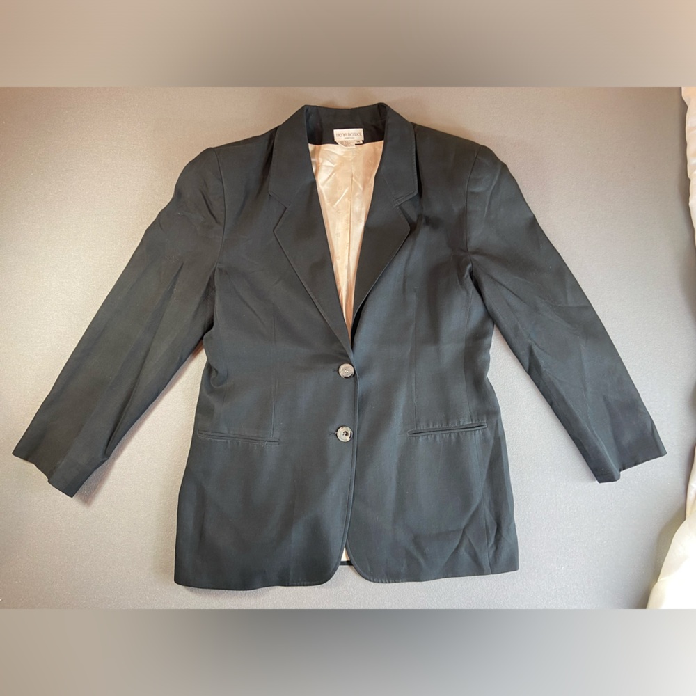 Henri Bendel Silk Black womens Jacket‎ 2 Buttons Size 14
